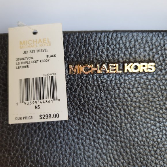 MICHAEL KORS Jet Set Travel LG Triple Gusset Pebbled Leather Crossbody- 🎈⭐$128. - Picture 14 of 16